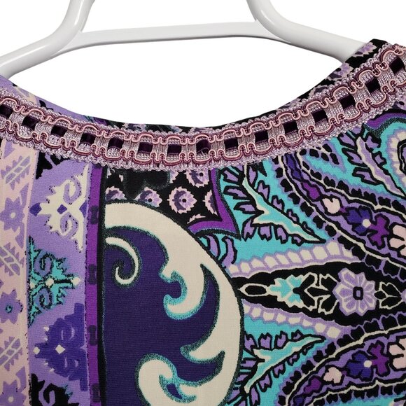 Joan Rivers Size 2X Jacket Collarless Open Floral Lace Trim Jersey Knit Lined - Picture 7 of 10